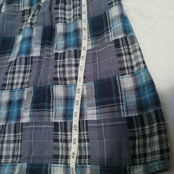 Pretty tiered summer dress in patchwork cotton chiffon blue and white - Picture 4 of 5